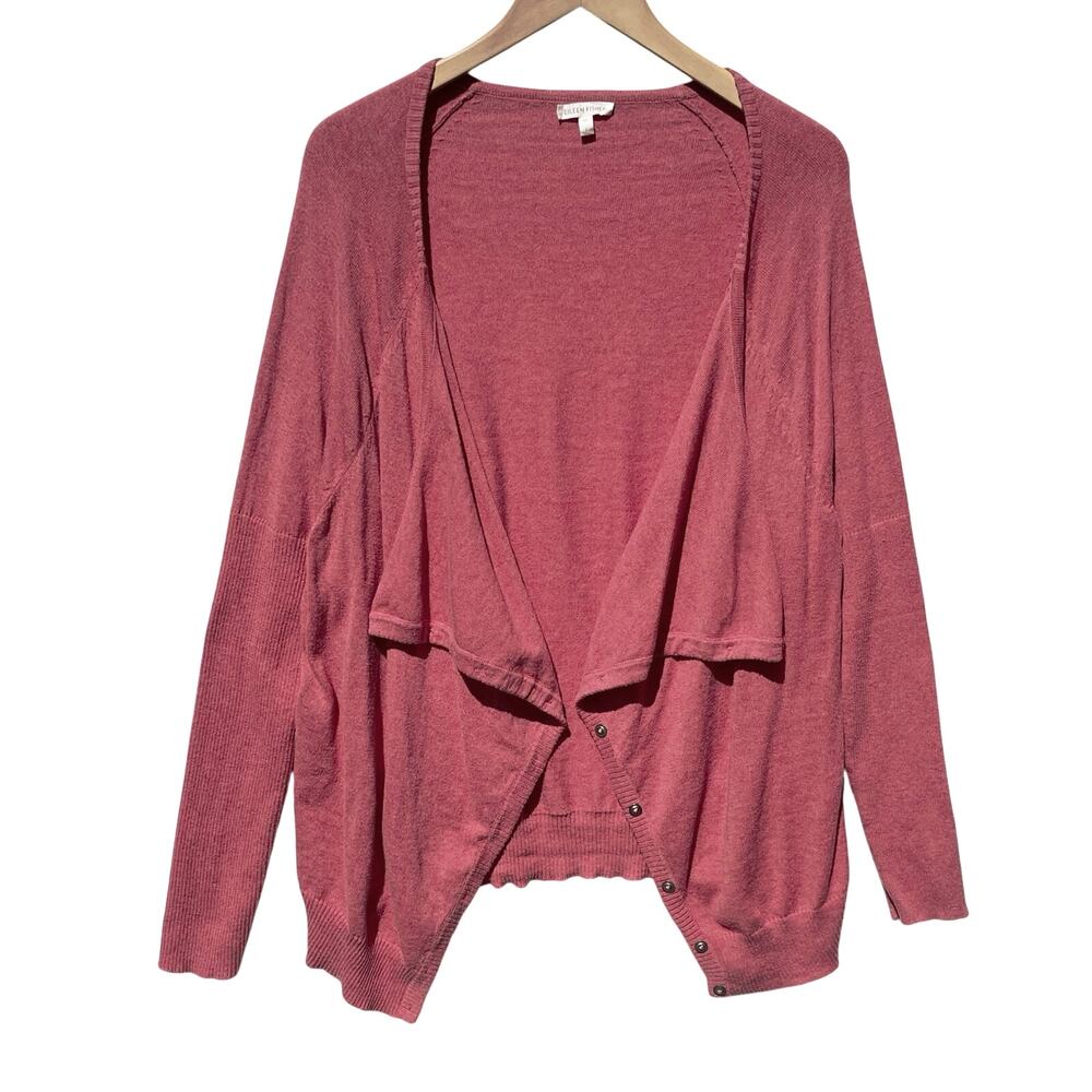 EILEEN FISHER Women’s Rose Pink Waterfall Button Up Cardigan large
